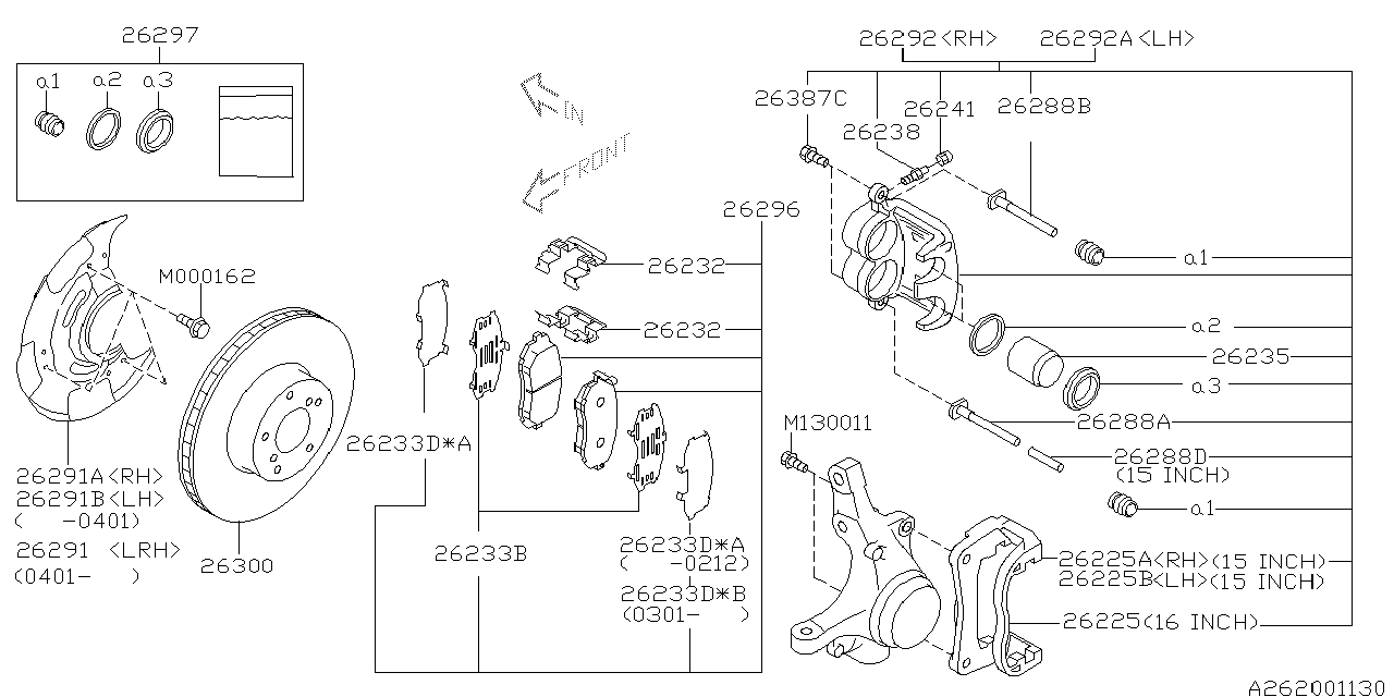 Diagram FRONT BRAKE for your 1994 Subaru Impreza   