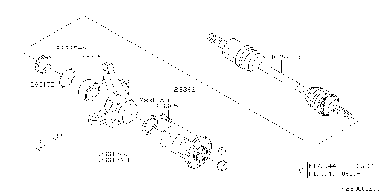 Diagram FRONT AXLE for your 2022 Subaru STI   