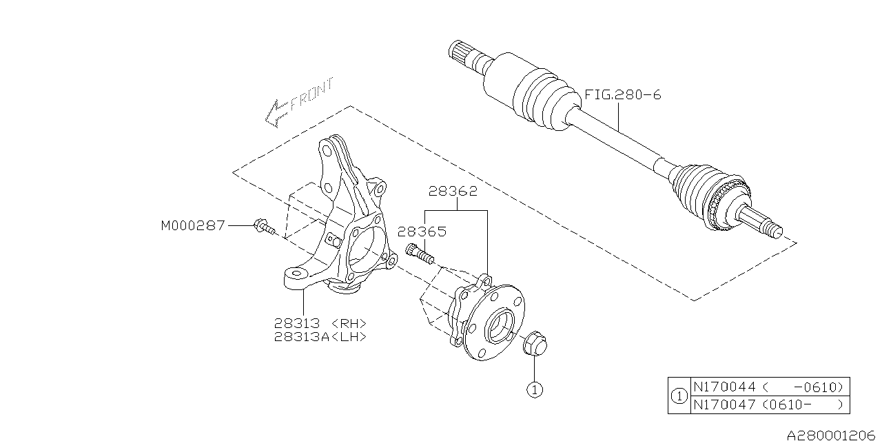 Diagram FRONT AXLE for your 2012 Subaru Legacy  R Limited Sedan 