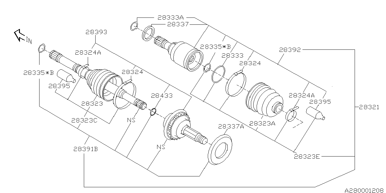 Diagram FRONT AXLE for your 2007 Subaru STI   