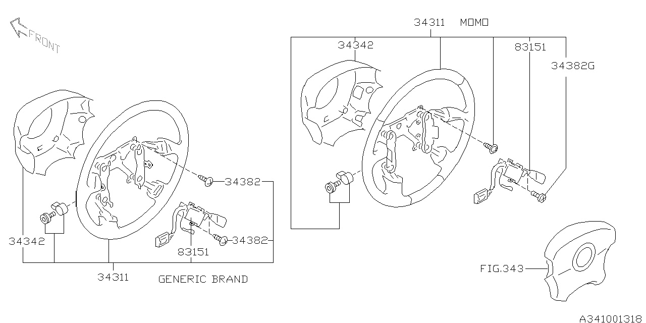 Diagram STEERING COLUMN for your 2002 Subaru Impreza   