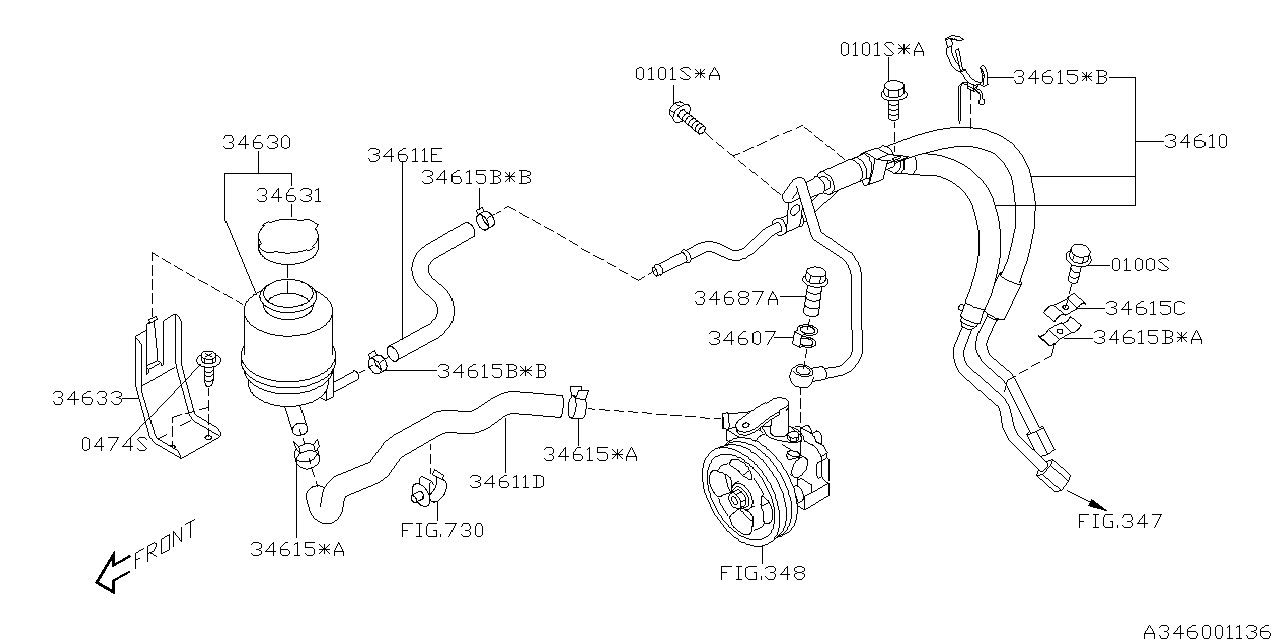 Diagram POWER STEERING SYSTEM for your 2012 Subaru Outback   