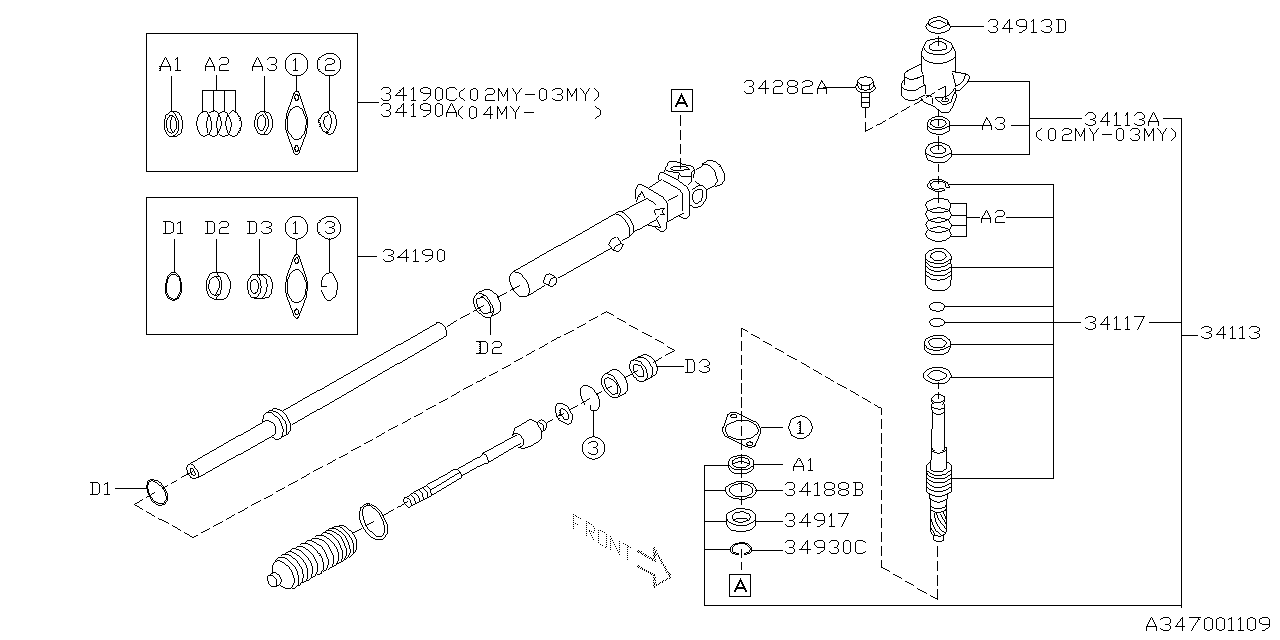 Diagram POWER STEERING GEAR BOX for your Subaru