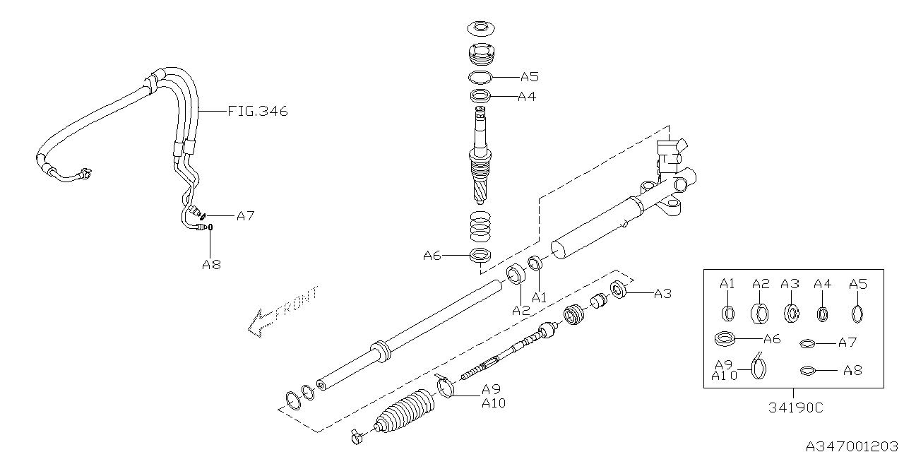 Diagram POWER STEERING GEAR BOX for your Subaru