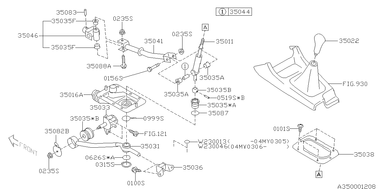 Diagram MANUAL GEAR SHIFT SYSTEM for your 2002 Subaru WRX  SEDAN 