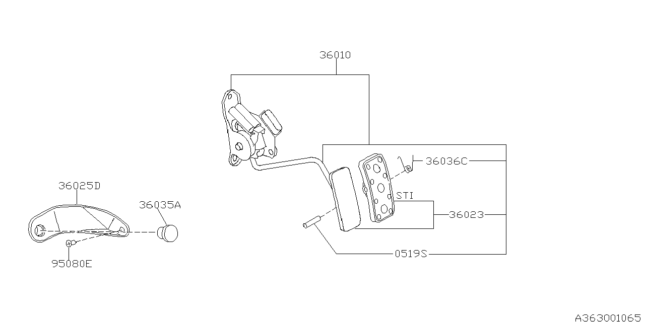 Diagram PEDAL SYSTEM for your 2022 Subaru Legacy   