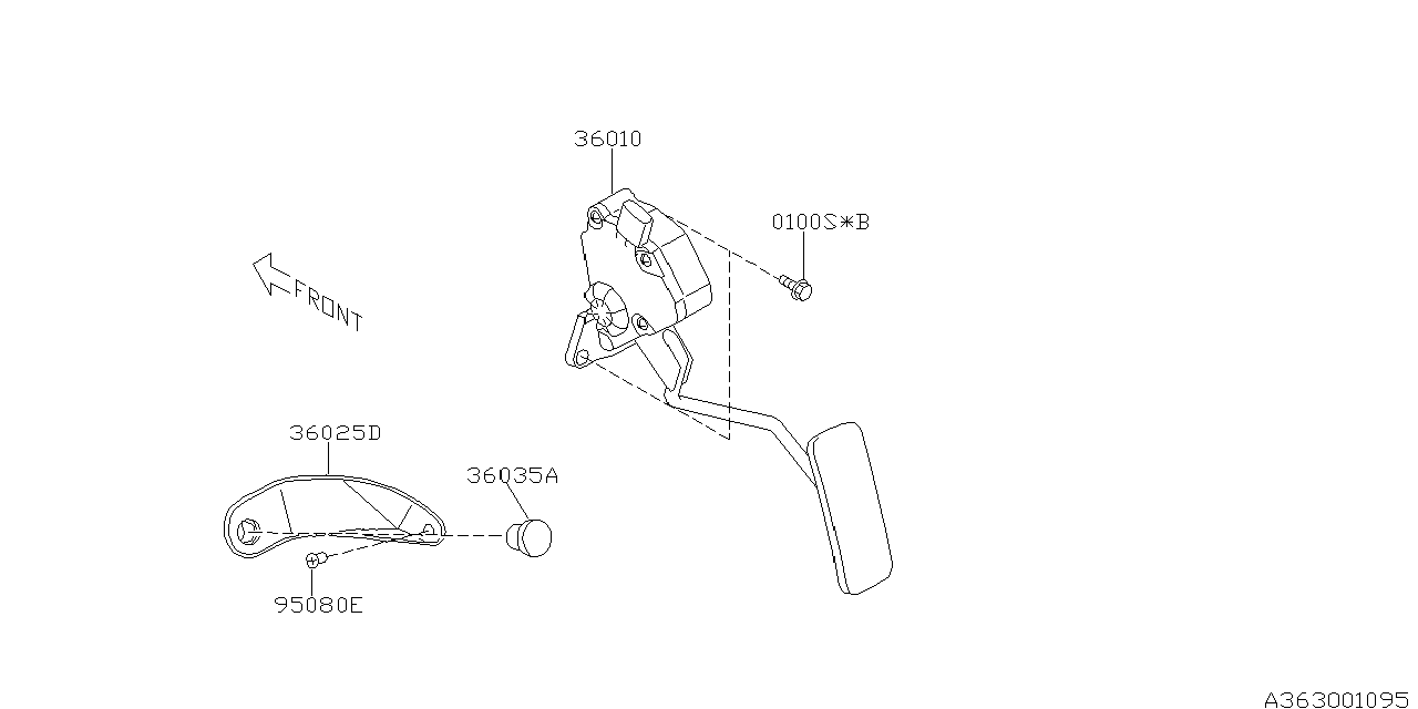 Diagram PEDAL SYSTEM for your 2006 Subaru WRX 2.5L TURBO 5MT WAGON 