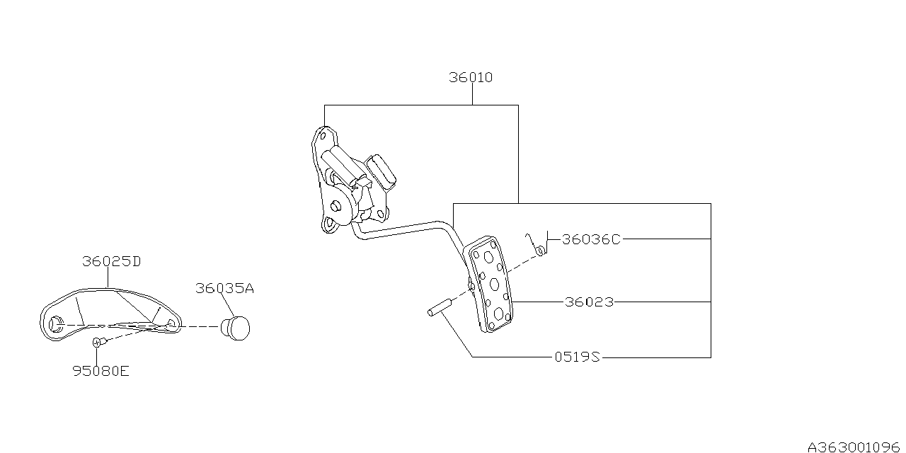 Diagram PEDAL SYSTEM for your Subaru Forester  Limited