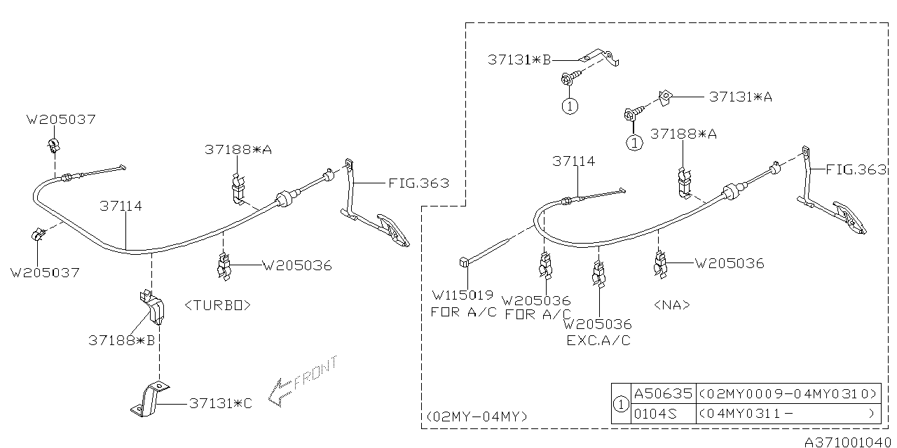 Diagram ACCEL CABLE for your 2003 Subaru WRX   