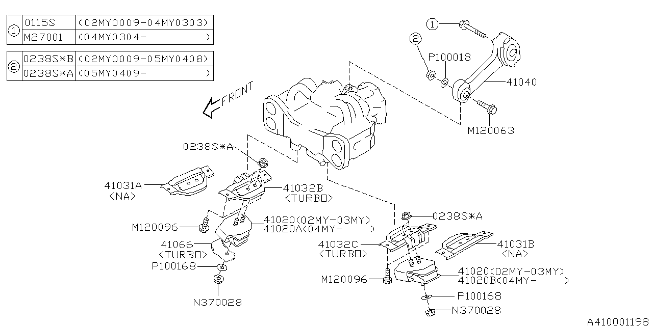 Diagram ENGINE MOUNTING for your 2012 Subaru Tribeca   