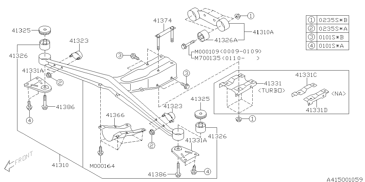 Diagram DIFFERENTIAL MOUNTING for your 2016 Subaru Impreza  Limited Wagon 