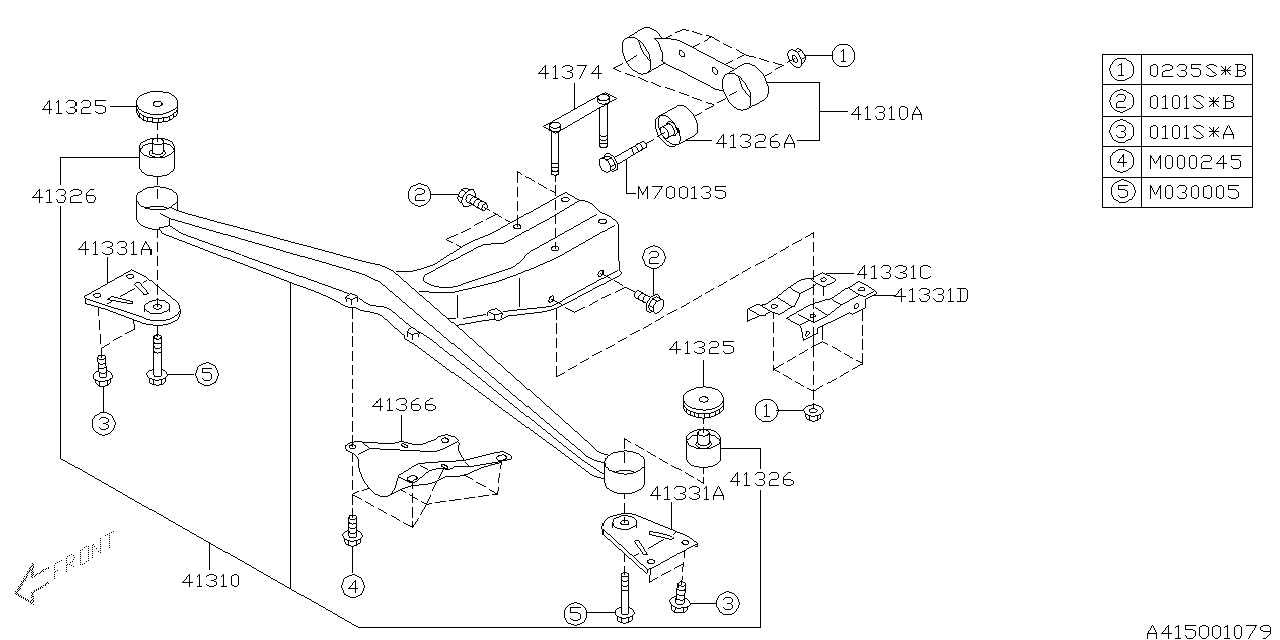 Diagram DIFFERENTIAL MOUNTING for your 2005 Subaru Impreza   