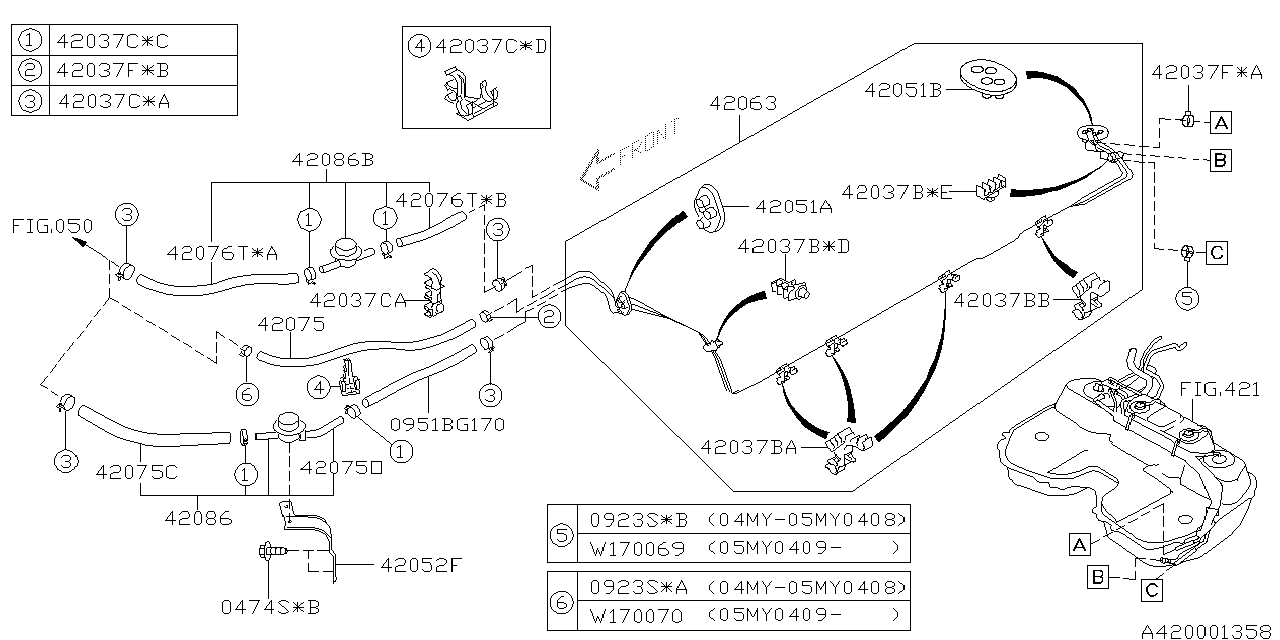 Diagram FUEL PIPING for your 1996 Subaru Impreza   