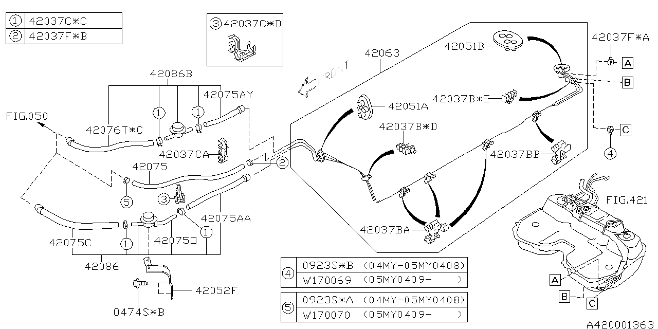 Diagram FUEL PIPING for your 2005 Subaru Impreza   