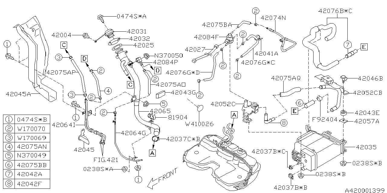 Diagram FUEL PIPING for your 2018 Subaru Outback  Base 