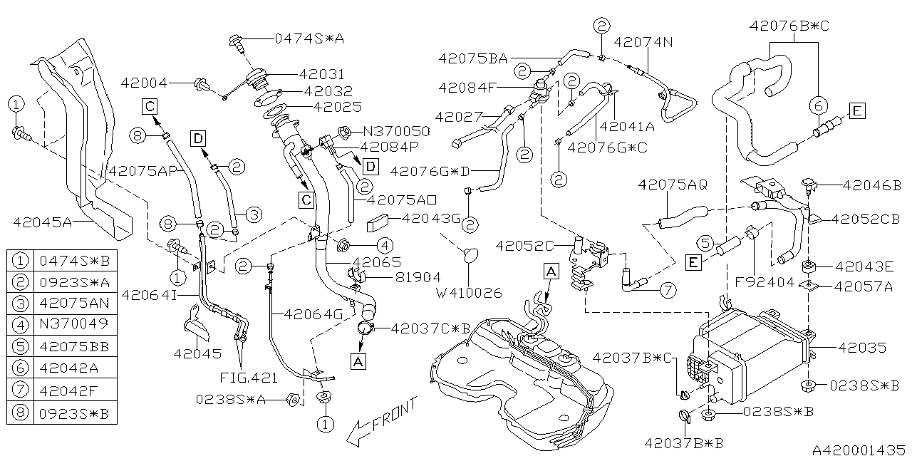 Diagram FUEL PIPING for your 2018 Subaru Outback  Base 