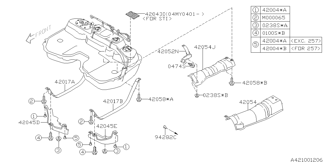 Diagram FUEL TANK for your 2003 Subaru Impreza  Outback Wagon 