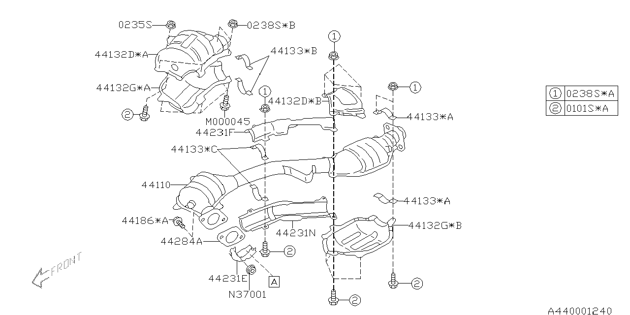 Diagram EXHAUST for your 2001 Subaru Impreza   