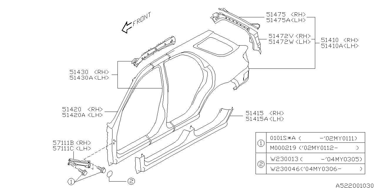 Diagram SIDE PANEL for your Subaru Impreza  