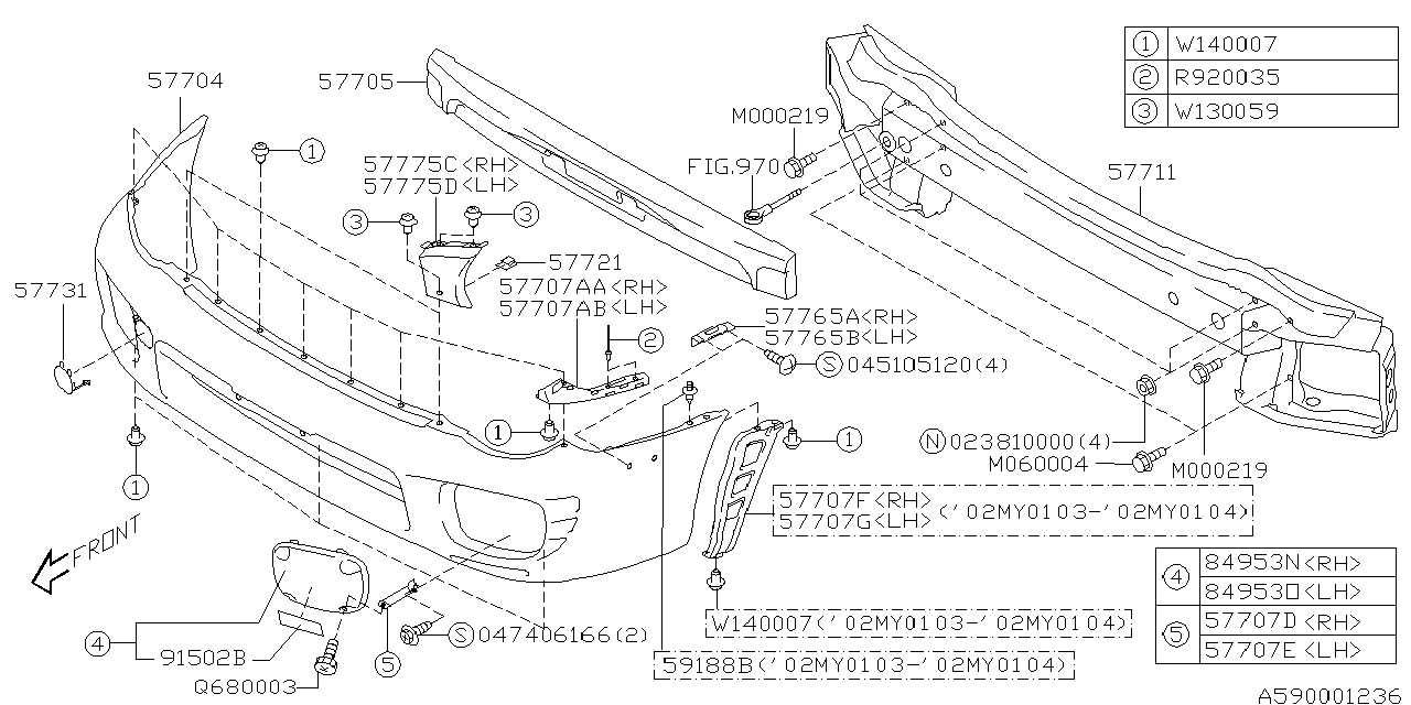 Diagram FRONT BUMPER for your 2002 Subaru WRX   