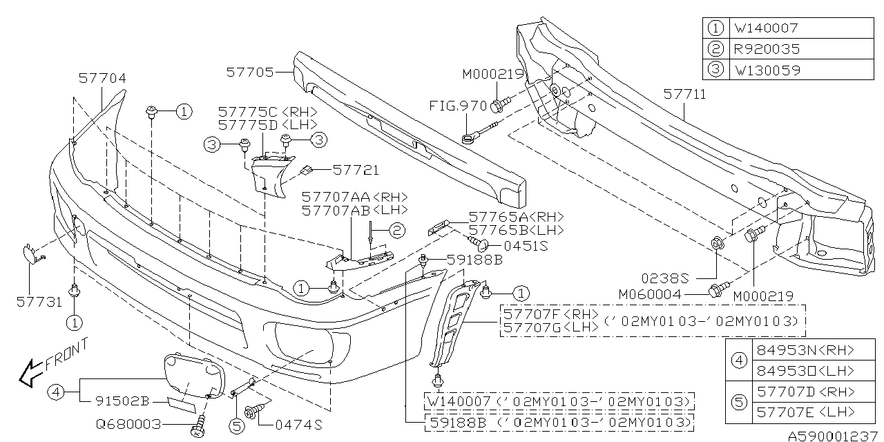Diagram FRONT BUMPER for your 2002 Subaru WRX   