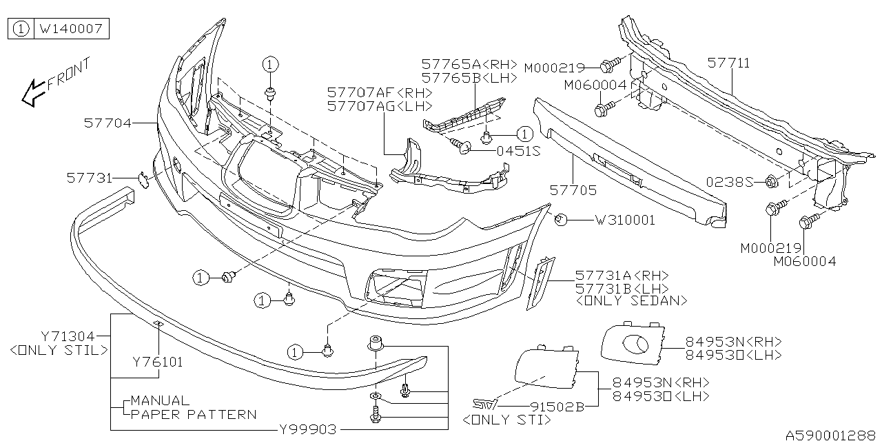 Diagram FRONT BUMPER for your 2016 Subaru WRX   