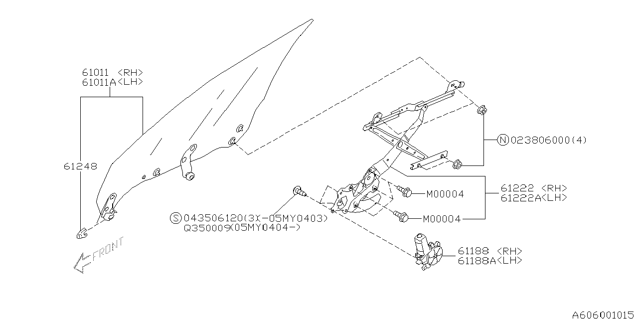 Diagram DOOR PARTS (GLASS & REGULATOR) for your 2019 Subaru Outback   