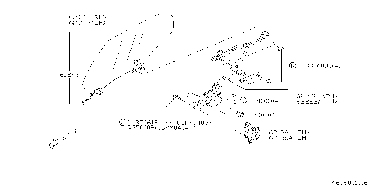 Diagram DOOR PARTS (GLASS & REGULATOR) for your 2019 Subaru Outback   