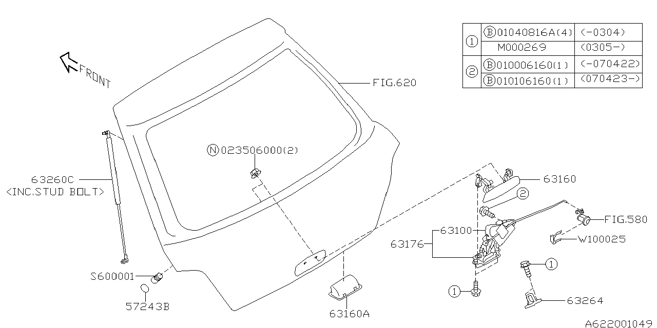 Diagram BACK DOOR PARTS for your 2003 Subaru Impreza  RS Sedan 