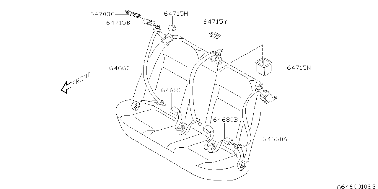 Diagram REAR SEAT BELT for your 2002 Subaru WRX   