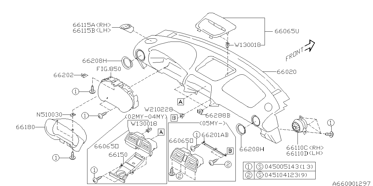 Diagram INSTRUMENT PANEL for your 2003 Subaru Forester   