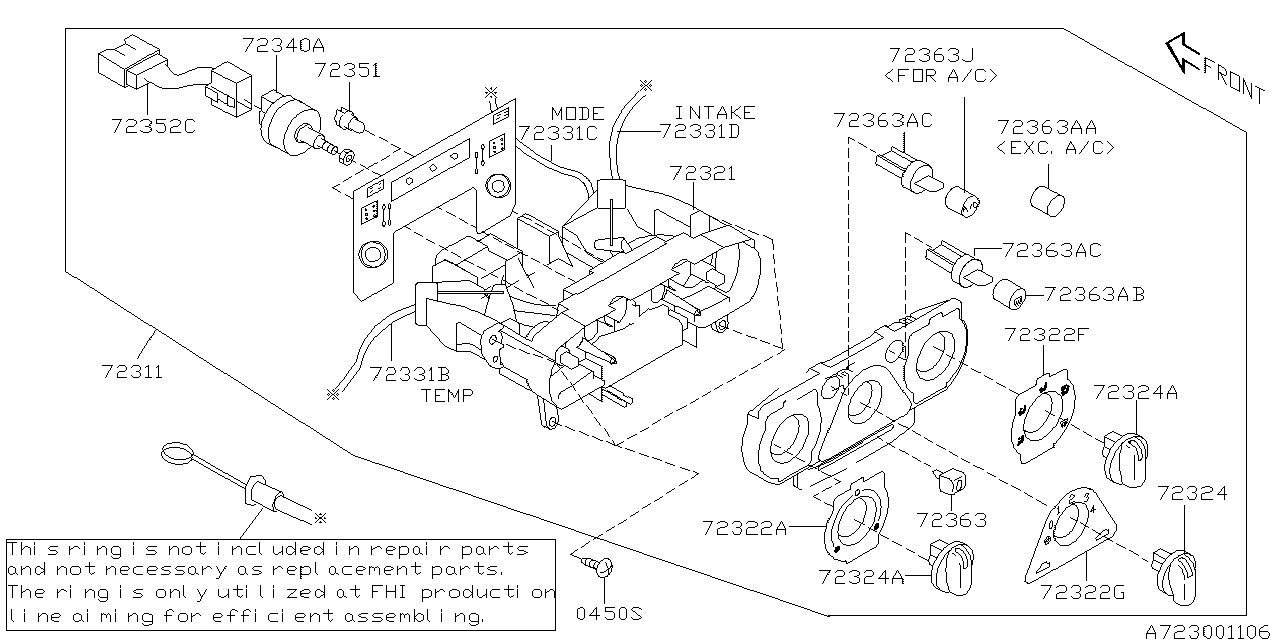 Diagram HEATER CONTROL for your 2012 Subaru Impreza  Sedan 