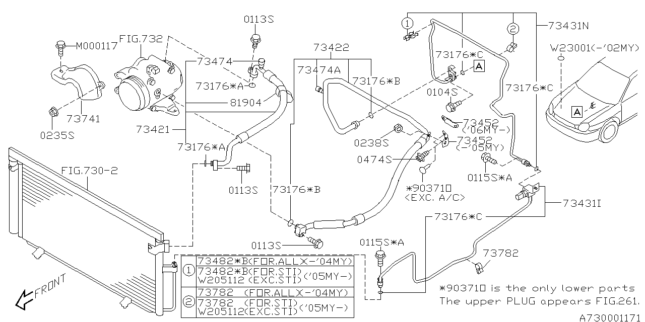 Diagram AIR CONDITIONER SYSTEM for your 2006 Subaru WRX   