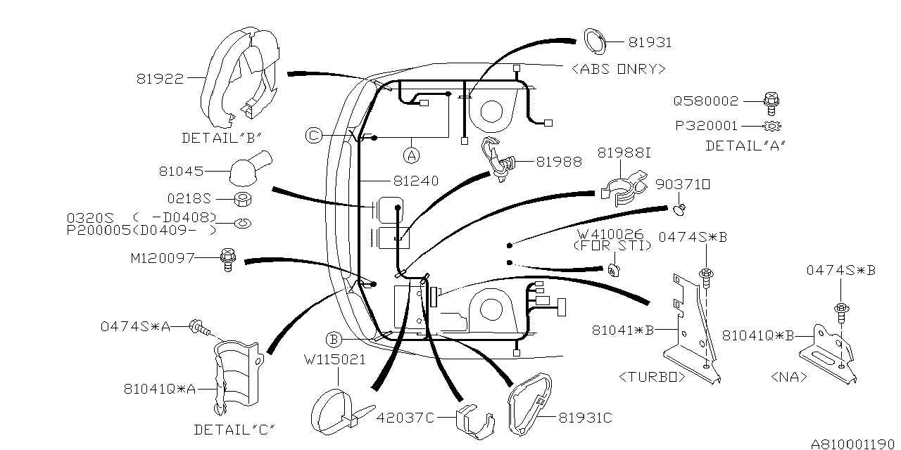 Diagram WIRING HARNESS (MAIN) for your 2006 Subaru WRX 2.5L TURBO AT 4WD SEDAN 