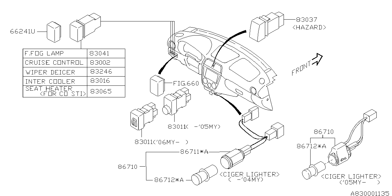 Diagram SWITCH (INSTRUMENTPANEL) for your 1994 Subaru Impreza   