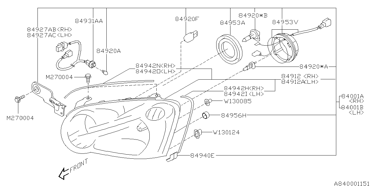 Diagram HEAD LAMP for your 2004 Subaru Impreza   