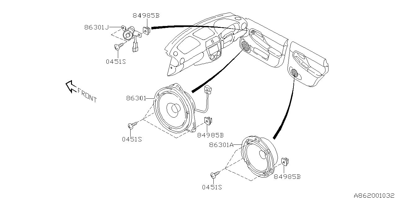 Diagram AUDIO PARTS (SPEAKER) for your 2006 Subaru Impreza 2.5L AT Sedan 