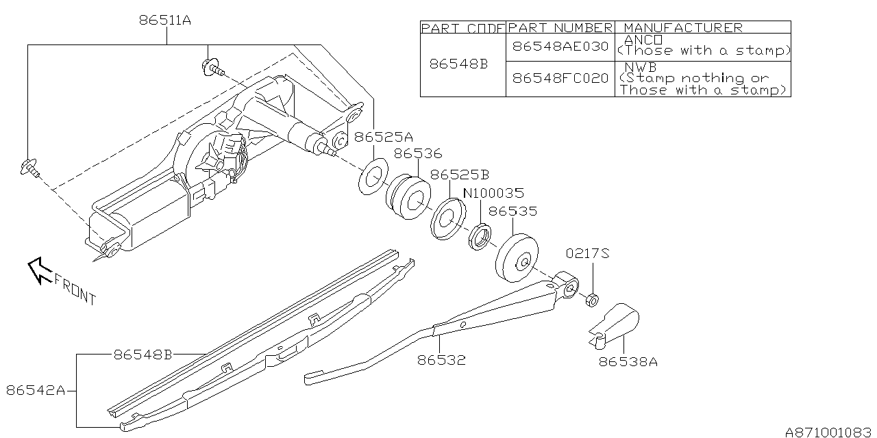 Diagram WIPER (REAR) for your Subaru