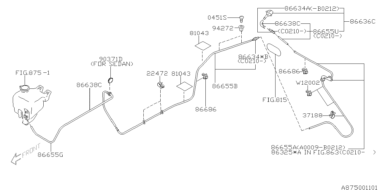 Diagram WINDSHIELD WASHER for your 1995 Subaru Impreza   