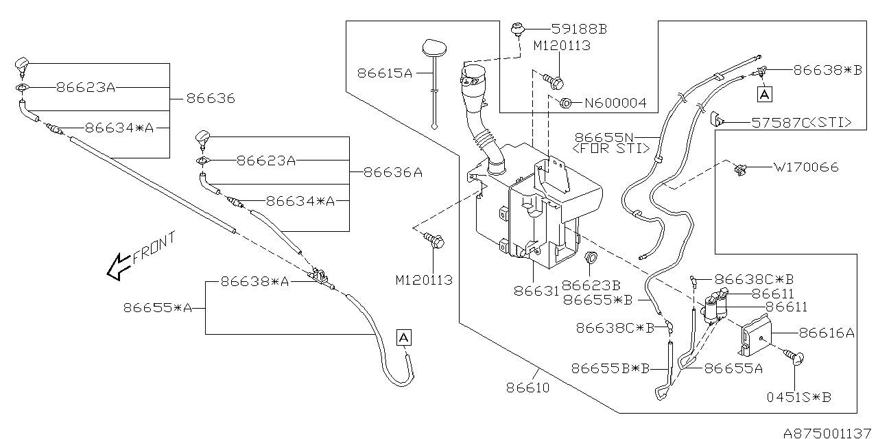 Diagram WINDSHIELD WASHER for your Subaru STI  