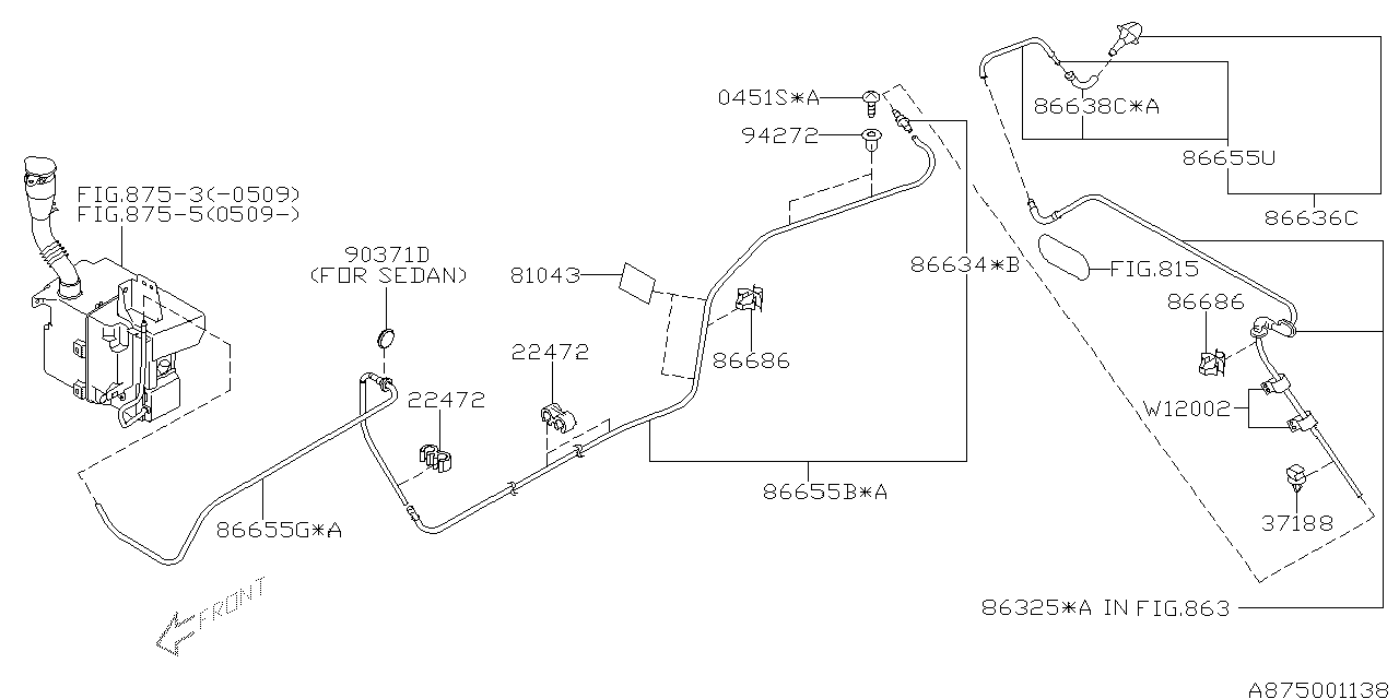 Diagram WINDSHIELD WASHER for your 1995 Subaru Impreza   