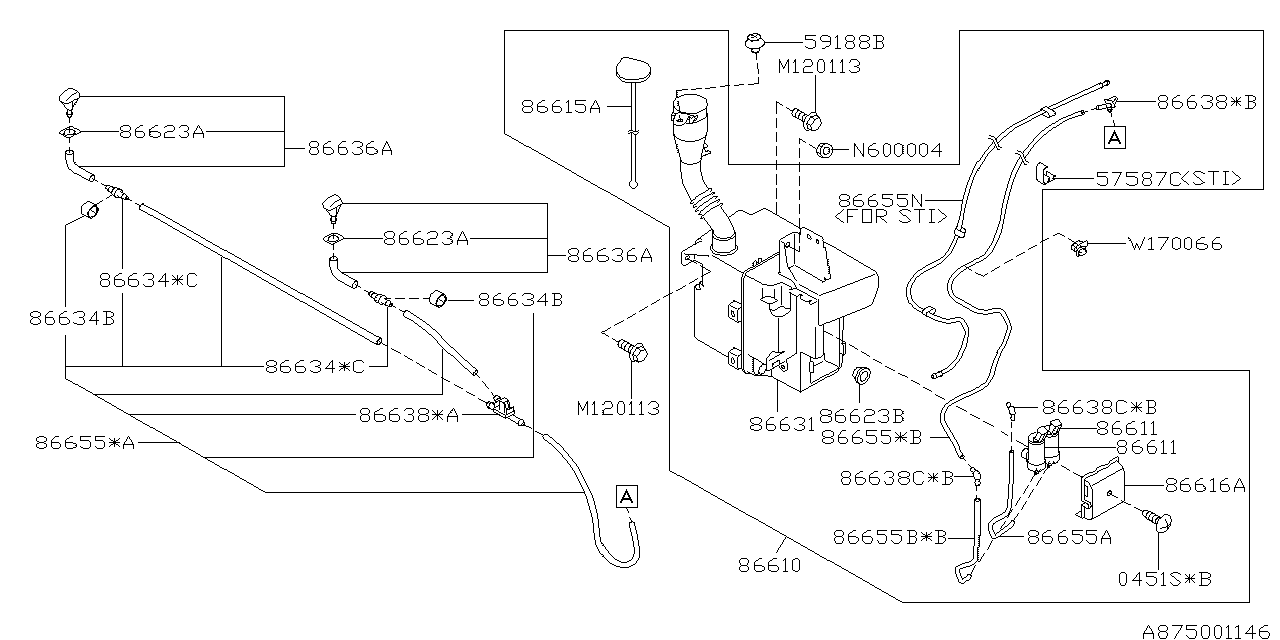 Diagram WINDSHIELD WASHER for your 2022 Subaru WRX Limited w/EyeSight  