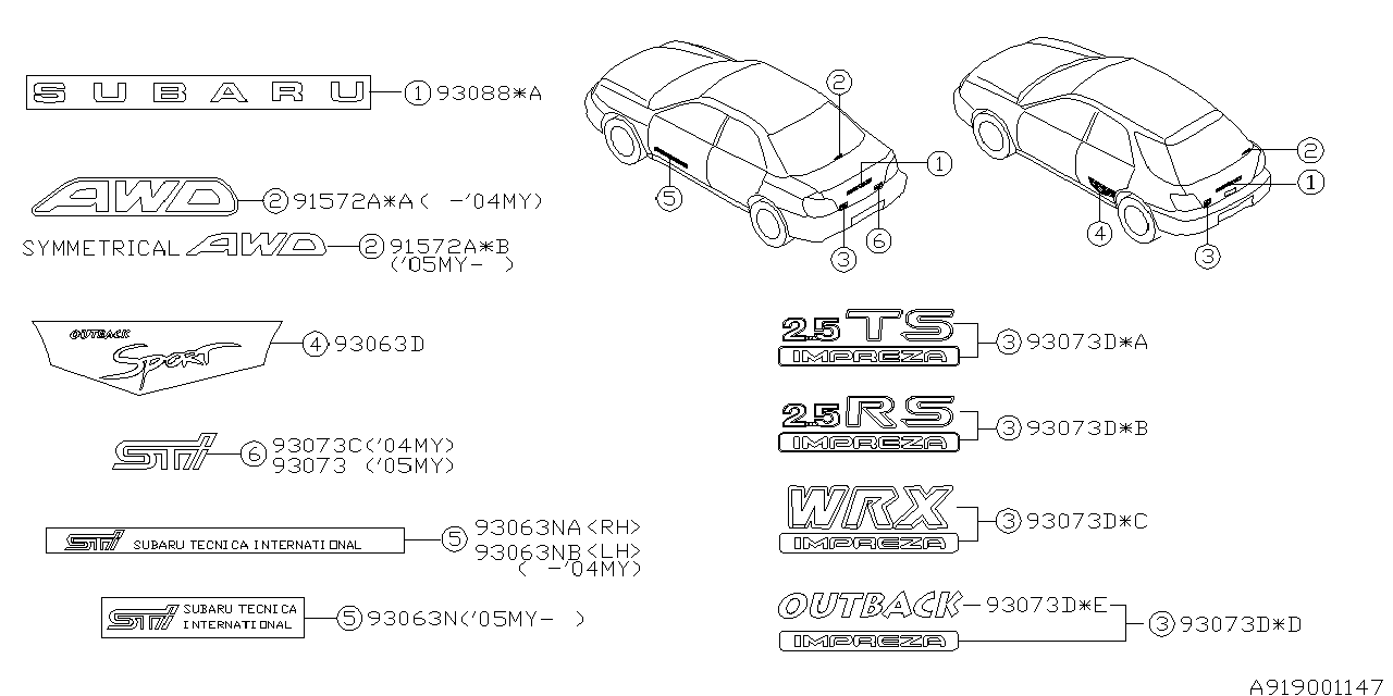 Diagram LETTER MARK for your 2008 Subaru Forester   