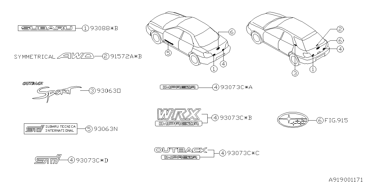 Diagram LETTER MARK for your 2008 Subaru Legacy   