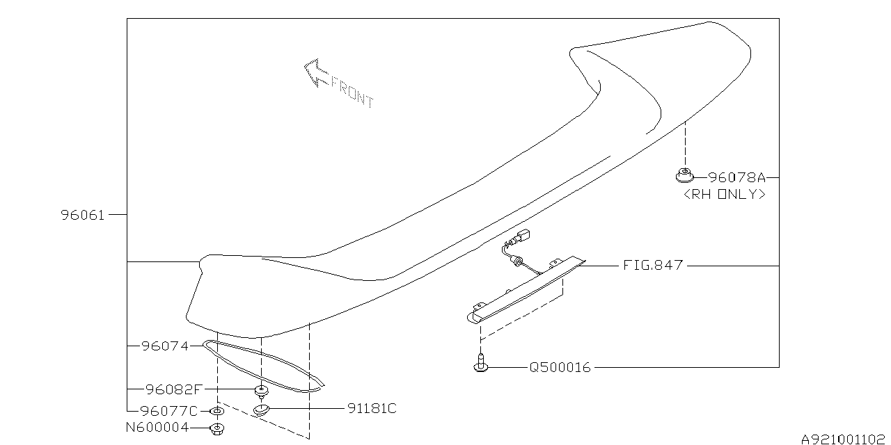 Diagram SPOILER for your Subaru WRX  