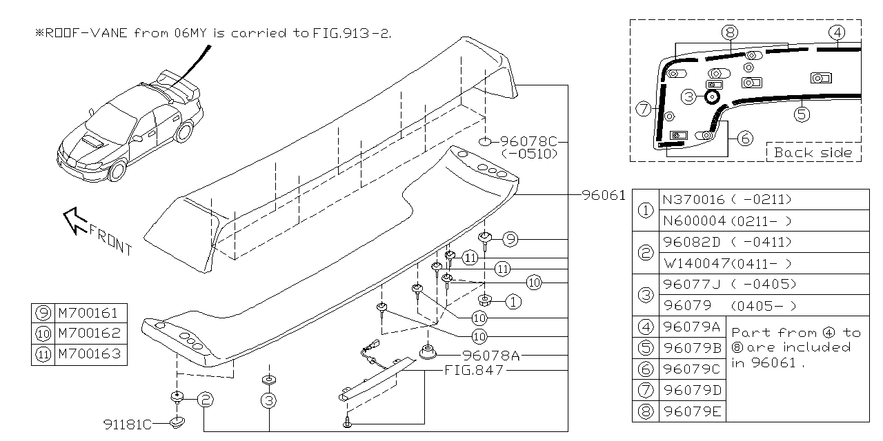 Diagram SPOILER for your 2009 Subaru Forester   