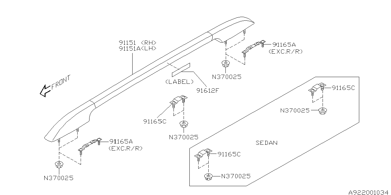 Diagram ROOF RAIL for your 2018 Subaru STI   