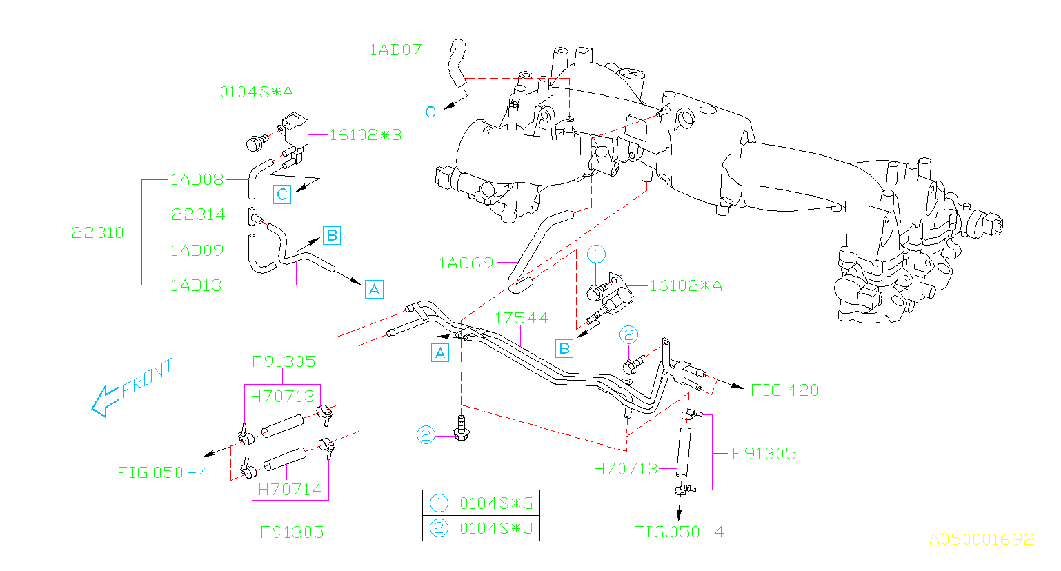 Subaru WRX Vacuum Line 22310AC241 Subaru Parts Corp., Conway SC