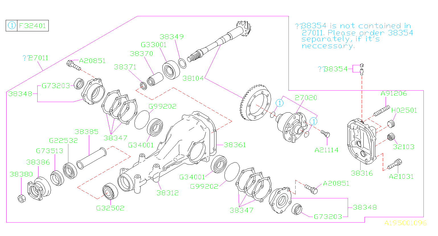 2023 Subaru Crosstrek Spacer 2 Pinion. T=3.12 - 38336AA240 - Genuine ...