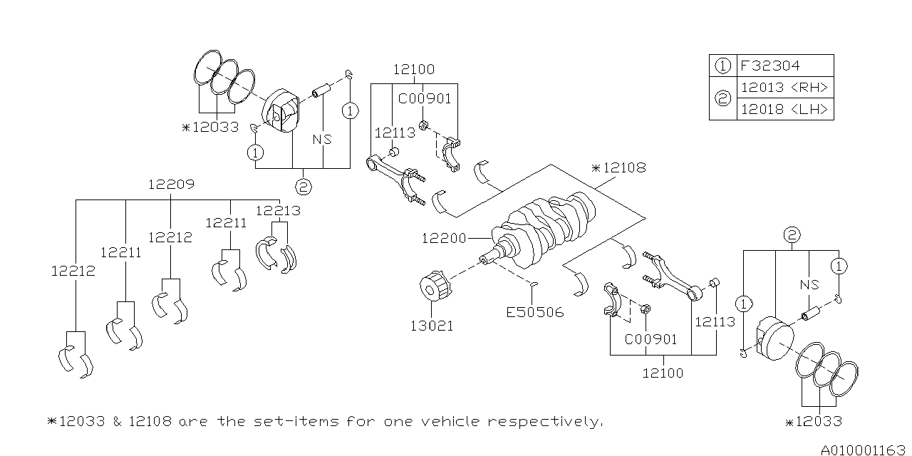 Diagram PISTON & CRANKSHAFT for your Subaru